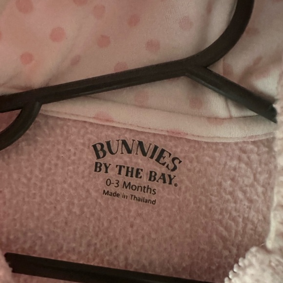 BUNNIES BY THE BAY- PINK FUZZY BUNNY EARS HOODIE VEST BABY GIRL 0-3 MONTHS - Picture 5 of 6